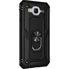 Dlrcase Samsung Galaxy J7 Core Kılıf Tank Koruma Vega Standlı Yüzüklü Mıknatıslı Siyah