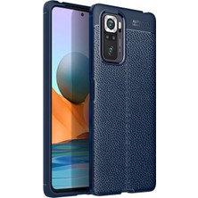 Dlrcase Xiaomi Redmi Note 10 Kılıf Niss Silikon Deri Görünümlü+Nano Glass Lacivert