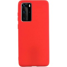 Dlrcase Huawei P40 Pro Kılıf Premier Silikon Koruma+Full Ekran Koruyucu Kırmızı