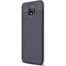 Dlrcase Samsung Galaxy J4 Kılıf Niss Silikon Deri Dokulu Kapak Lacivert