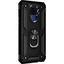 Dlrcase Huawei Mate 30 Lite Kılıf Vega Standlı Yüzüklü Mıknatıslı+Nano Glass Siyah