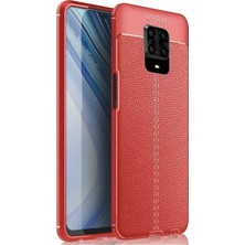 Dlrcase Xiaomi Redmi Note 9s Kılıf Niss Silikon+Full Kapatan Ekran Kırmızı