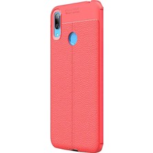 Dlrcase Huawei Y6 2019 Kılıf Niss Silikon Deri Görünümlü Kırmızı