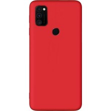 Dlrcase Samsung Galaxy M30S Kılıf Premier Silikon Esnek Koruma+Nano Glass Kırmızı