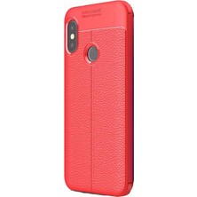 Dlrcase Xiaomi Mi 6x Kılıf Niss Silikon Deri Görünümlü Soft Kırmızı