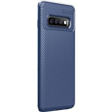Dlrcase Samsung Galaxy S10 Kılıf Negro Karbon Dizayn+Renkli Full Cam Lacivert