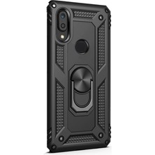 Dlrcase Huawei Y6 2019 Kılıf Vega Standlı Yüzüklü Mıknatıslı Siyah