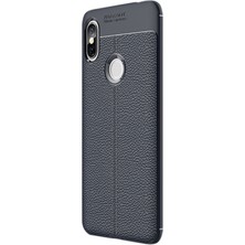 Dlrcase Xiaomi Redmi S2 Kılıf Niss Silikon Deri Dokumalı Koruyucu Lacivert