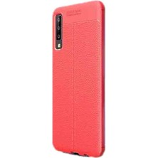 Dlrcase Samsung Galaxy A50S Kılıf Niss Silikon Deri Görünümlü Kırmızı