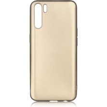 Dlrcase Oppo A91 Kılıf Premier Silikon Esnek Koruma+Nano Glass Gold