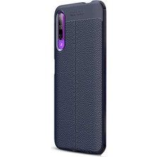 Dlrcase Huawei P Smart Pro 2019 Kılıf Niss Silikon Deri Görünümlü Lacivert