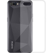 Dlrcase Realme C2 Kılıf Süper Silikon Yumuşak Arka Koruma+Nano Glass Şeffaf