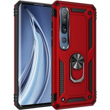 Dlrcase Xiaomi Mi 10 Kılıf Tank Koruma Vega Standlı Yüzüklü Mıknatıslı Kırmızı