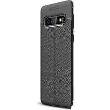 Dlrcase Samsung Galaxy S10 Kılıf Niss Silikon Deri Görünümlü Siyah