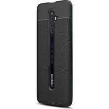 Dlrcase Oppo Reno 2z Kılıf Niss Silikon Deri Görünümlü+Nano Glass Siyah