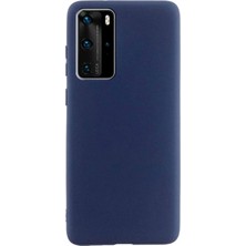 Dlrcase Huawei P40 Pro Kılıf Premier Silikon Koruma+Full Ekran Koruyucu Lacivert