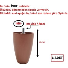 Hobbi 6 Adet 10 cm Ceviz Renk -  Armut Plastik Ayak - Baza Ayağı -Koltuk Ayağı - Kanepe Ayağı  (Ince M8 Diş)