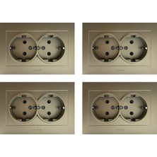 Ovivo Grano Titanyum Ikili Topraklı Priz Çerçeveli 4 ADET