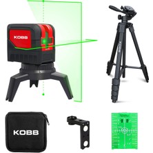 Kobb KBL92GTP 30 Metre Profesyonel Yatay ve Dikey Otomatik Hizalamalı Yeşil Çapraz Çizgi Lazer, 2 Noktalı Şakül Lazer Distomat + Mini Tripod + Tripod