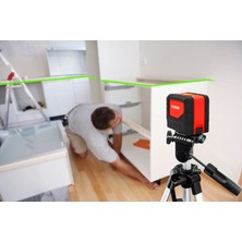 Kobb KBL92GTP 30 Metre Profesyonel Yatay ve Dikey Otomatik Hizalamalı Yeşil Çapraz Çizgi Lazer, 2 Noktalı Şakül Lazer Distomat + Mini Tripod + Tripod