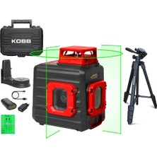 Kobb KBL33GTP 40 Metre Profesyonel Li-Ion Şarjlı 2X90⁰/360⁰ Otomatik Hizalamalı Yeşil Çapraz Çizgi Lazer Distomat + Tripod