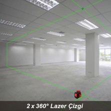 Kobb KBL34GTP 40 Metre Profesyonel Li-Ion Şarjlı 3X360⁰ Otomatik Hizalamalı Yeşil Çapraz Çizgi Lazer Distomat + Tripod