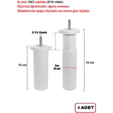 Orta Plastik Mobilya Koltuk Kanepe Ayağı 4 Adet Beyaz 10 - 14 cm 5/16 Vida (Vida Ölçüsüne Dikkat)