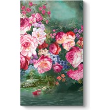 Tabloshop Çiçekler ve Göl Manzarası Tablosu
