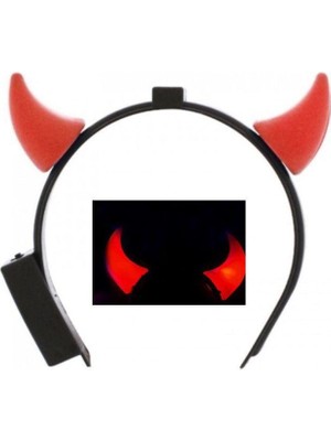 Vipfoni LED Işıklı Yanar Söner Halloween Işıklı Boynuz Taç Kırmızı Renk