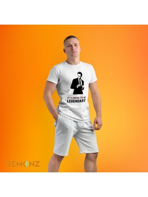 Remonz Barney Stinson Baskılı %100 Pamuk Oversize T-Shirt Büyük Beden Tişört