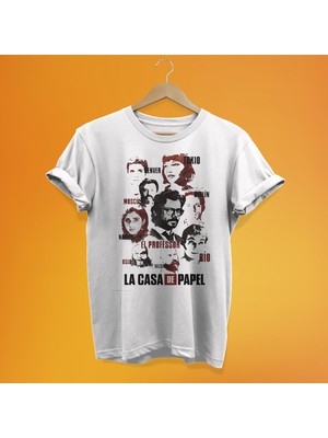 Remonz La Casa De Papel Baskılı %100 Pamuk Oversize T-Shirt Büyük Beden Tişört