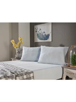 Doqu Home Penye Lastikli Çarşaf  Tek King Size Mavi (Yastık Kılıflı)