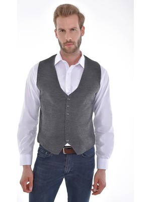 Çizgi Triko Erkek Düğmeli Spor / Klasik Triko Örme Kolsuz Yelek