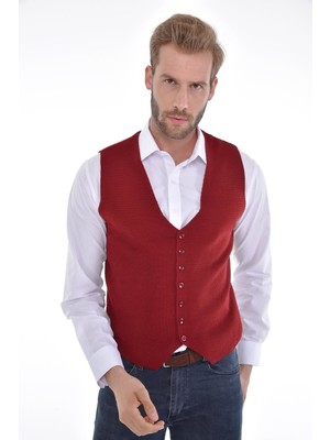 Çizgi Triko  Erkek Düğmeli Spor / Klasik Triko Örme Kolsuz Yelek Regular Kalıp - 4430LS