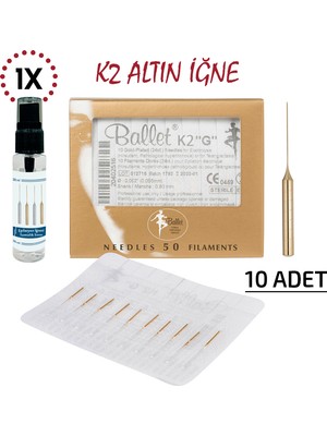 Ballet K2 24 Ayar Altın Kaplama Epilasyon İğnesi 10'lu Paket – Hassas ve Alerjik Ciltler İçin Özel Tasarım