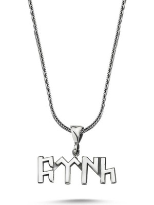 Takılingo Sade Türk Yazılı Gümüş Erkek Kolye