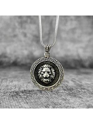 Takılingo Aslan Motifli Gümüş Erkek Kolye