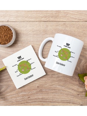 Hediye Dükkanı Kişiye Özel Yay Burcuna Hediye Beyaz Kupa Bardak ve Bardak Altlığı