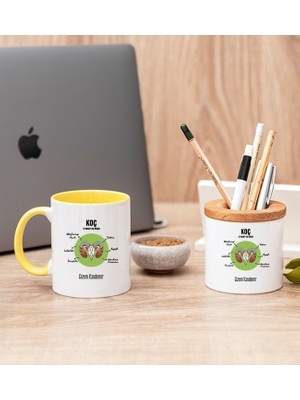 Hediye Dükkanı Kişiye Özel Koç Burcuna Hediye Sarı Kupa Bardak ve Kalemlik