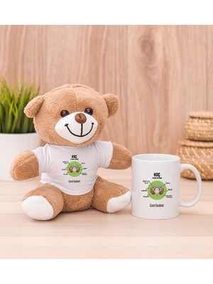 Hediye Dükkanı Kişiye Özel Koç Burcuna Hediye Beyaz Kupa Bardak ve Peluş Ayıcık