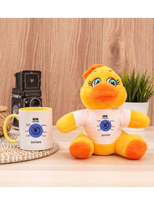 Hediye Dükkanı Kişiye Özel Kova Burcuna Hediye Sarı Kupa Bardak ve Peluş Civciv