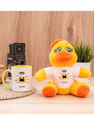 Hediye Dükkanı Kişiye Özel Yengeç Burcuna Hediye Sarı Kupa Bardak ve Peluş Civciv