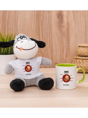 Hediye Dükkanı Kişiye Özel Başak Burcuna Hediye Yeşil Kupa Bardak ve Peluş Eşek