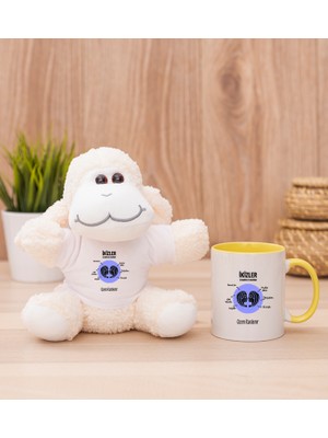 Hediye Dükkanı Kişiye Özel Ikizler Burcuna Hediye Sarı Kupa Bardak ve Peluş Koyun