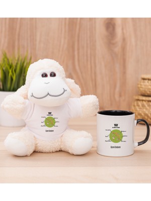 Hediye Dükkanı Kişiye Özel Yay Burcuna Hediye Siyah Kupa Bardak ve Peluş Koyun