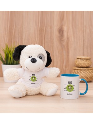 Hediye Dükkanı Kişiye Özel Akrep Burcuna Hediye Mavi Kupa Bardak ve Peluş Köpek