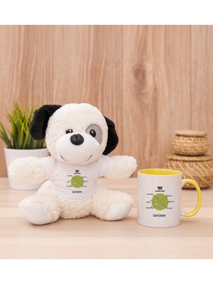 Hediye Dükkanı Kişiye Özel Yay Burcuna Hediye Sarı Kupa Bardak ve Peluş Köpek