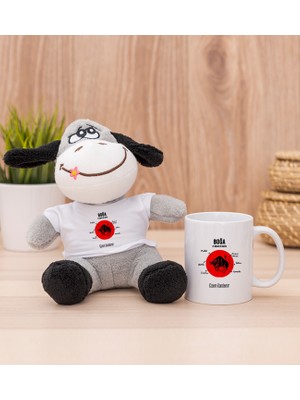 Hediye Dükkanı Kişiye Özel Boğa Burcuna Hediye Beyaz Kupa Bardak ve Peluş Eşek