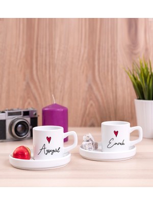 Hediye Dükkanı Kişiye Özel Isim Yazılı Minik Kalpli Ikili Concept Türk Kahvesi Fincanı