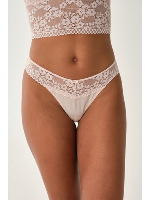 Dagi Pudra Dantel Detaylı Tanga